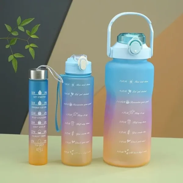 3pcs Water Bottles Set Sports, BPA Free, Leak-proof Water Bottle Cups with Drinking Time Straw, Fitness Bottle for Family, Office, Gym Outdoor Travel Car school 900ml - Image 2