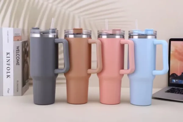Cafe Insulated Tumbler with Straw & Handle 40oz Stainless Steel Thermos Mug Vacuum Flask for Hot & Cold Drinks Portable Travel Cup for Coffee, Tea, Water | Leak-Proof In-Car Bottle for Office, Gym, Outdoor Use - Image 3