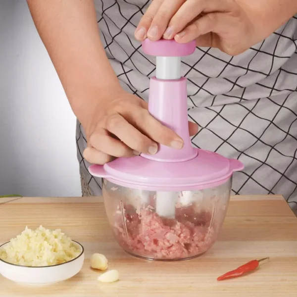 Multi-Function Hand Pushing Manual Chopper Manual Tekan Chop Blender for Vegetables, Fruits, Nuts More Kitchen Food Cutter with Sharp Blades - Image 2
